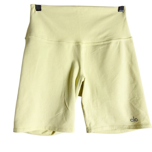 Alo Yoga Airbrush 5” Yellow High Waist Biker Athletic Workout Shorts Small - Picture 2 of 7